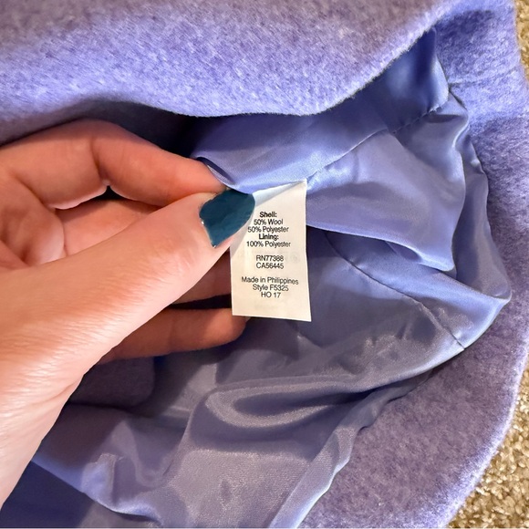 NWT J Crew Lilac Purple Wool Blend Cocoon Pea Coat - Picture 10 of 13